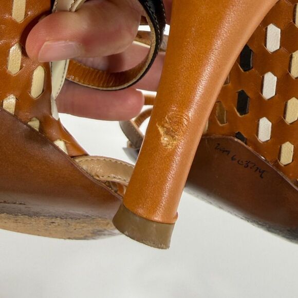 Salvatore Ferragamo Brown and Cream Strappy Heels - Picture 11 of 11